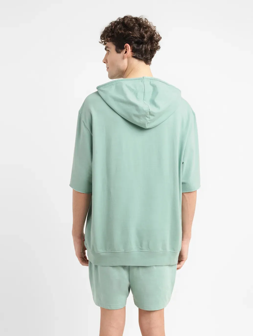 Men's Brand Logo Green Hooded Sweatshirt