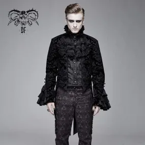 Men's Goth Ruffles Velet Swallow-tailed coat