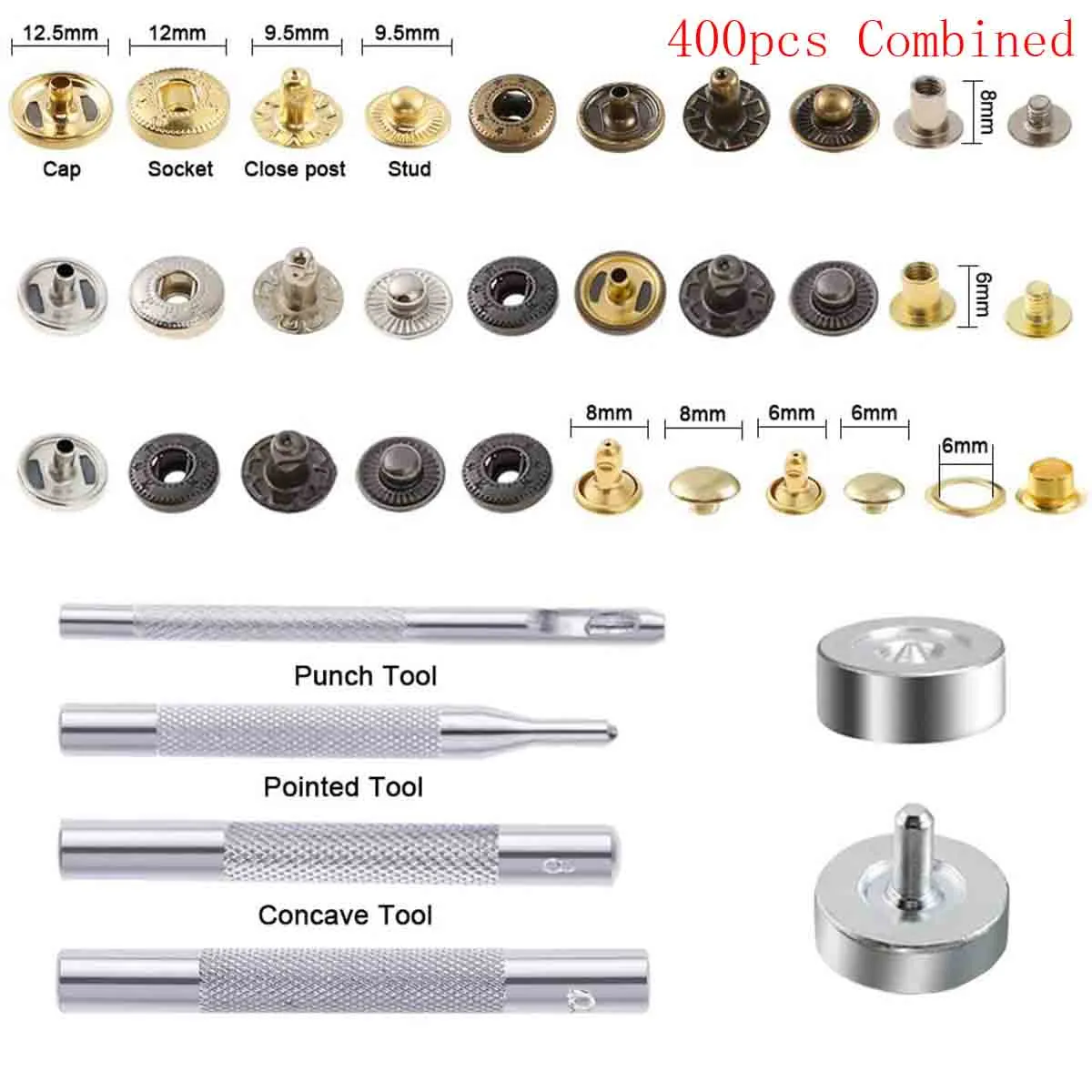 Metal Double Cap Rivets Studs Round Rivet for DIY Leather Craft Bag Belt Clothing Garment Shoes Pet Collar Fixing Tools