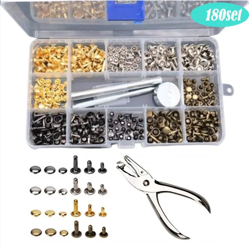 Metal Double Cap Rivets Studs Round Rivet for DIY Leather Craft Bag Belt Clothing Garment Shoes Pet Collar Fixing Tools