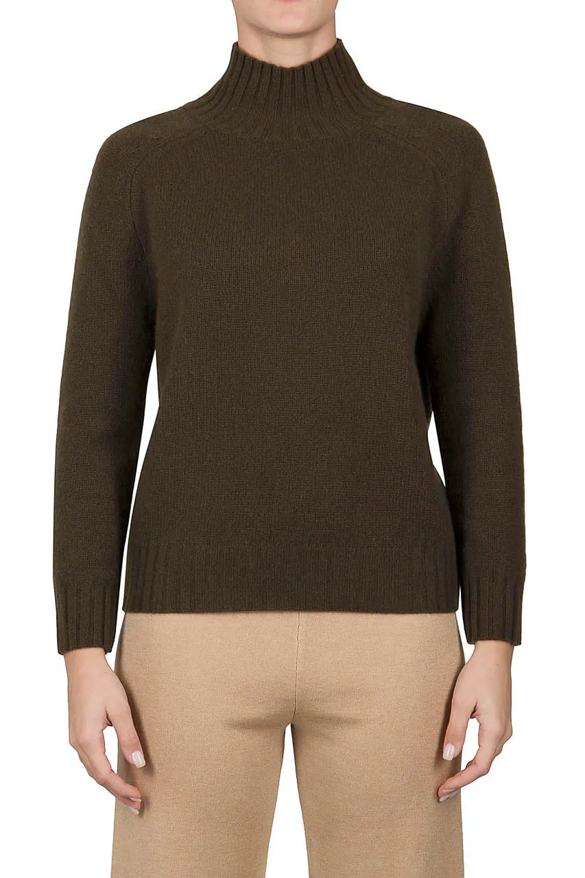 Mock Neck Cashmere Sweater - Navy