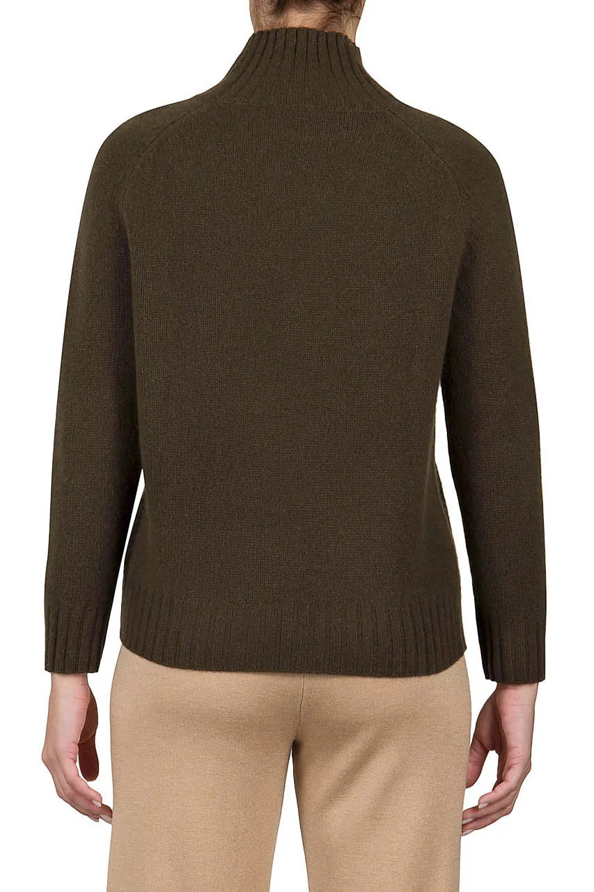 Mock Neck Cashmere Sweater - Navy