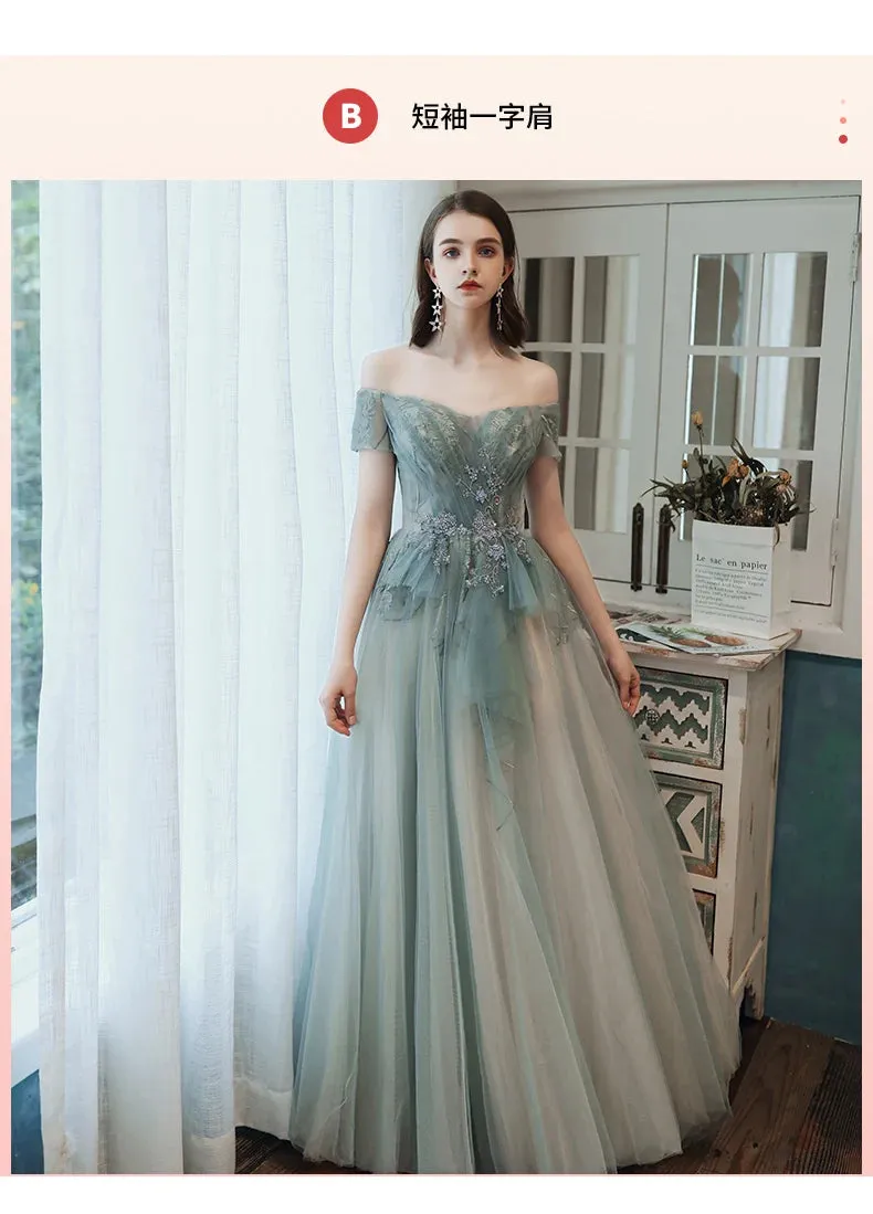 New Dreamy Bridesmaid Dress Tulle Long Mismatched Appliques Floor Length Sexy Prom Party Gown Vestidos De Fiesta De Noche