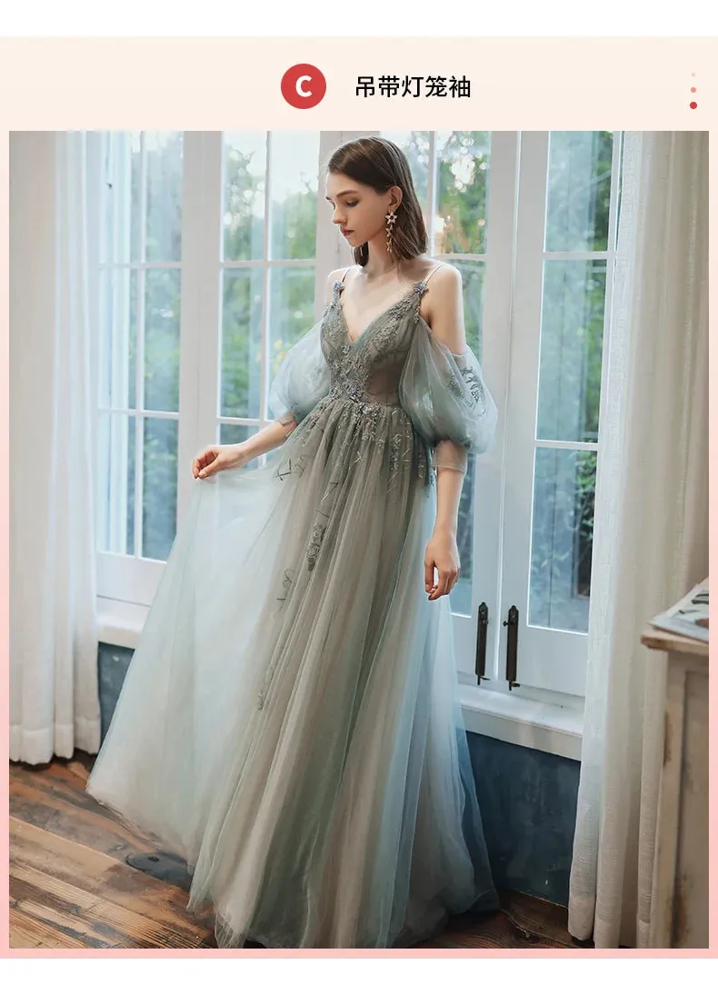 New Dreamy Bridesmaid Dress Tulle Long Mismatched Appliques Floor Length Sexy Prom Party Gown Vestidos De Fiesta De Noche