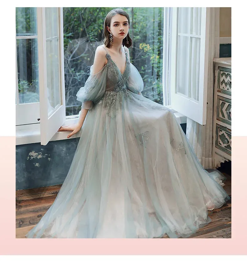 New Dreamy Bridesmaid Dress Tulle Long Mismatched Appliques Floor Length Sexy Prom Party Gown Vestidos De Fiesta De Noche