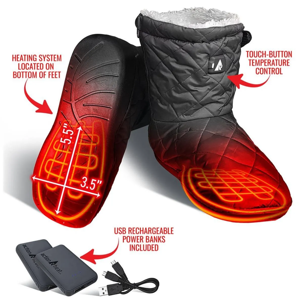 Open Box ActionHeat 5V Battery Heated Indoor/Outdoor Boots