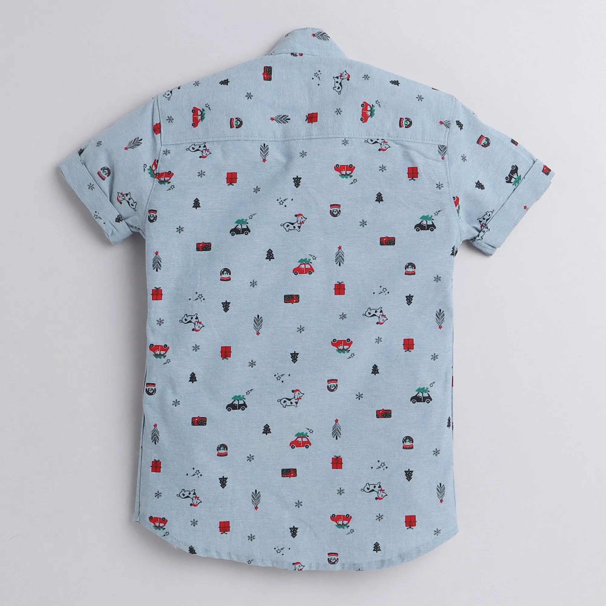 Polka Tots Half Sleeve Shirt Christmas Gifts Print - Blue