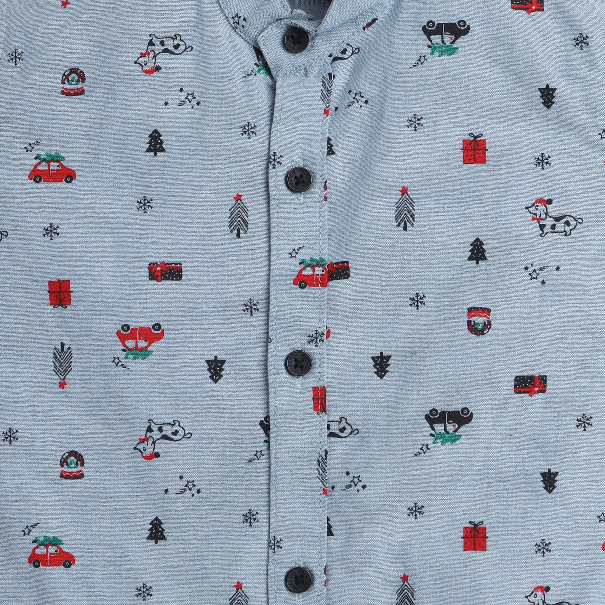 Polka Tots Half Sleeve Shirt Christmas Gifts Print - Blue