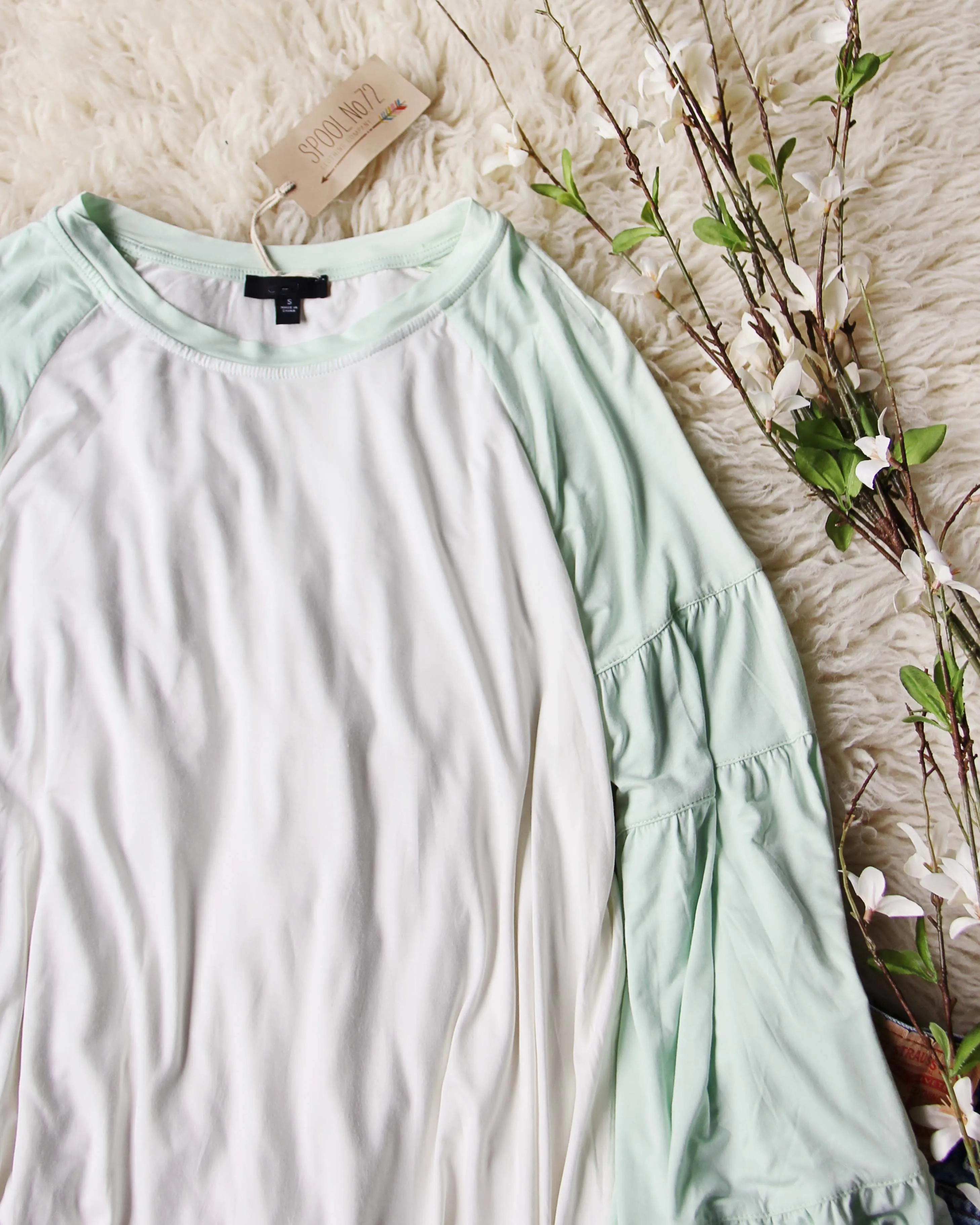 Ruffle Baseball Tee in Sage