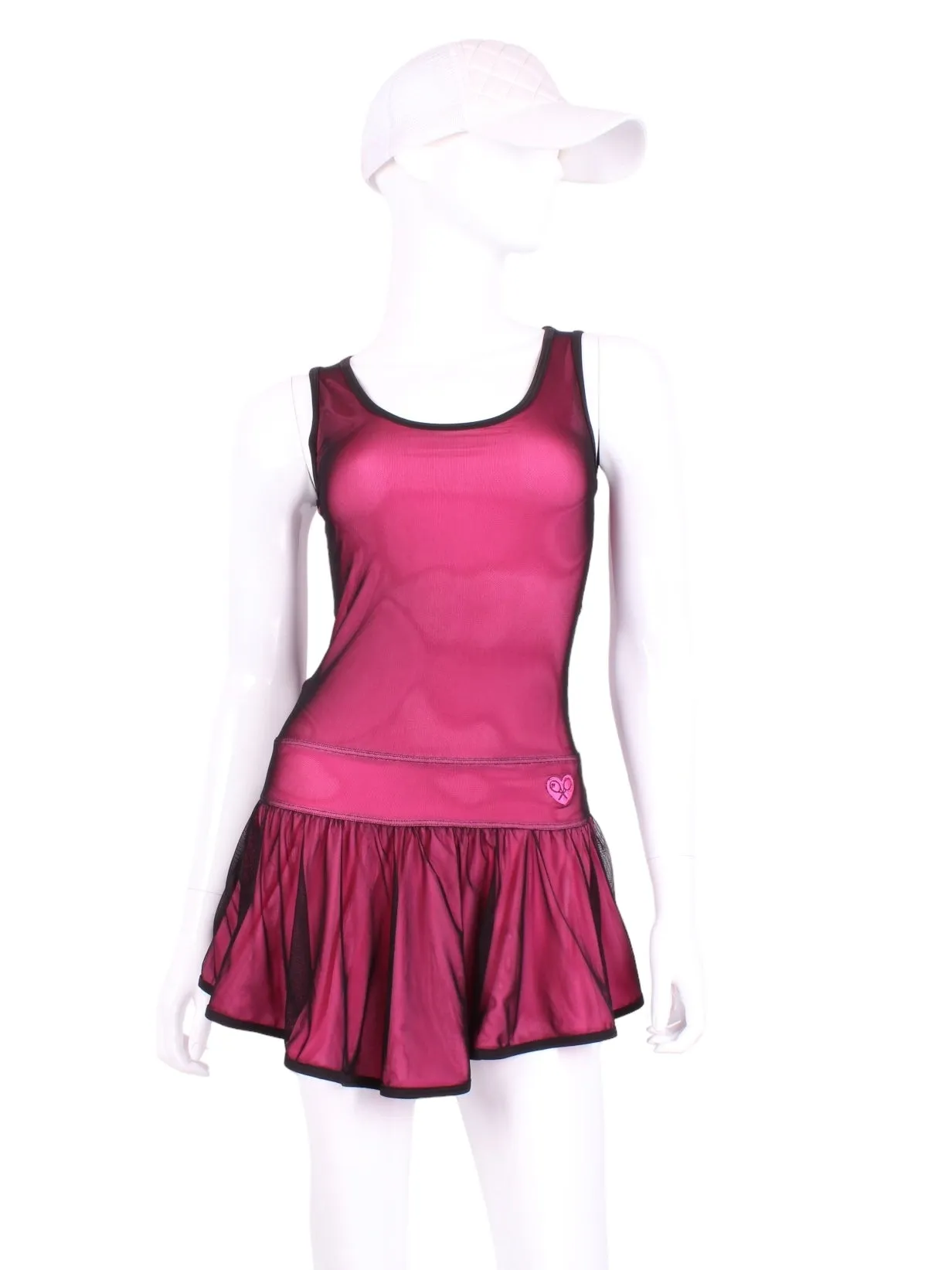Sandra Mee Court To Cocktails Tennis Dress Black Mesh On Pink