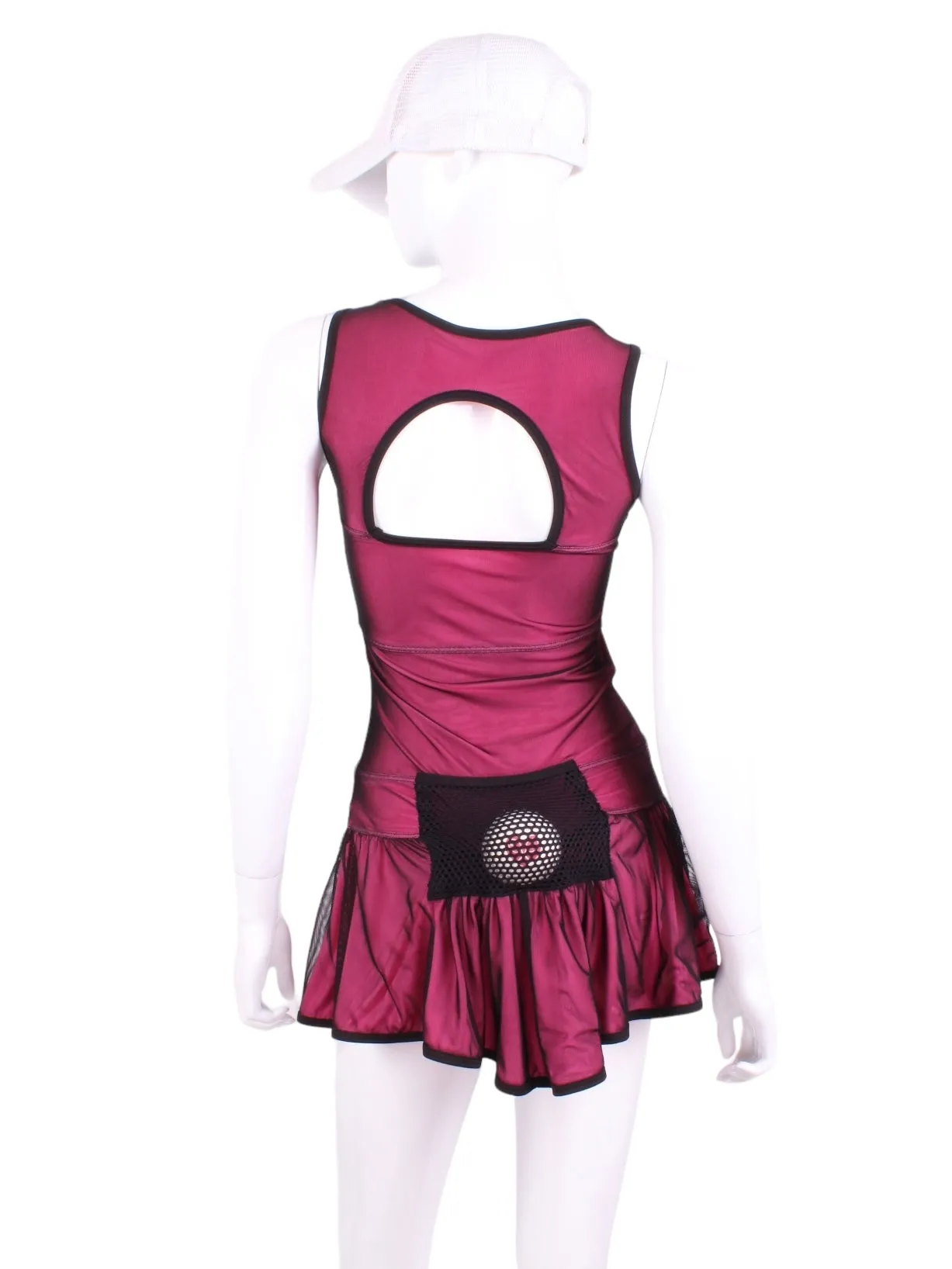 Sandra Mee Court To Cocktails Tennis Dress Black Mesh On Pink
