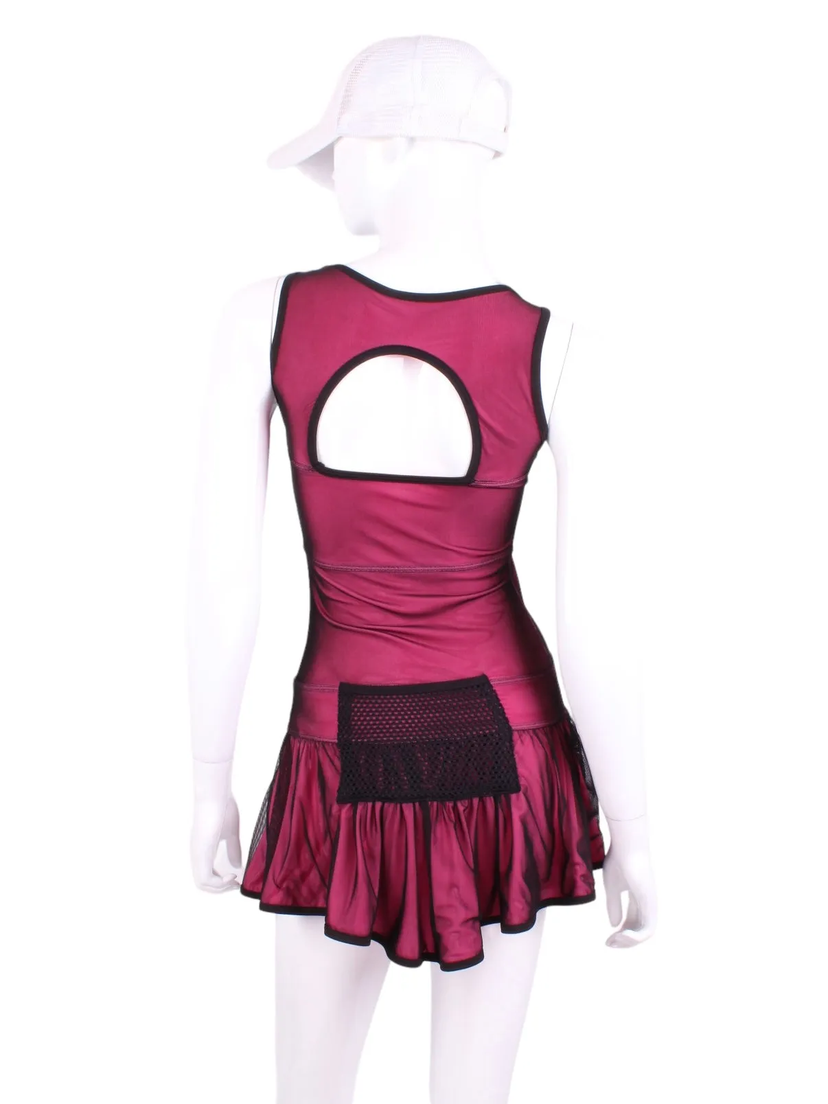 Sandra Mee Court To Cocktails Tennis Dress Black Mesh On Pink