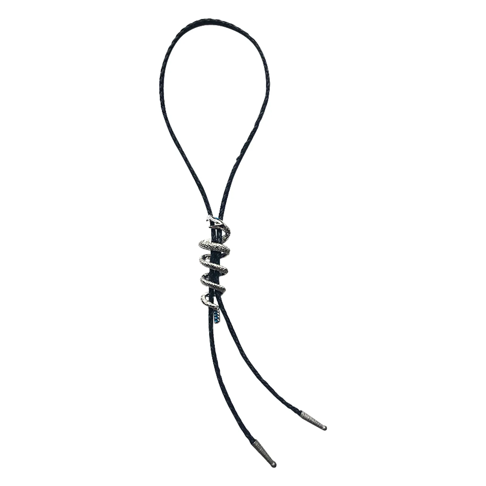 Silver Rattlesnake with Turquoise Enamel Western Bolo Tie