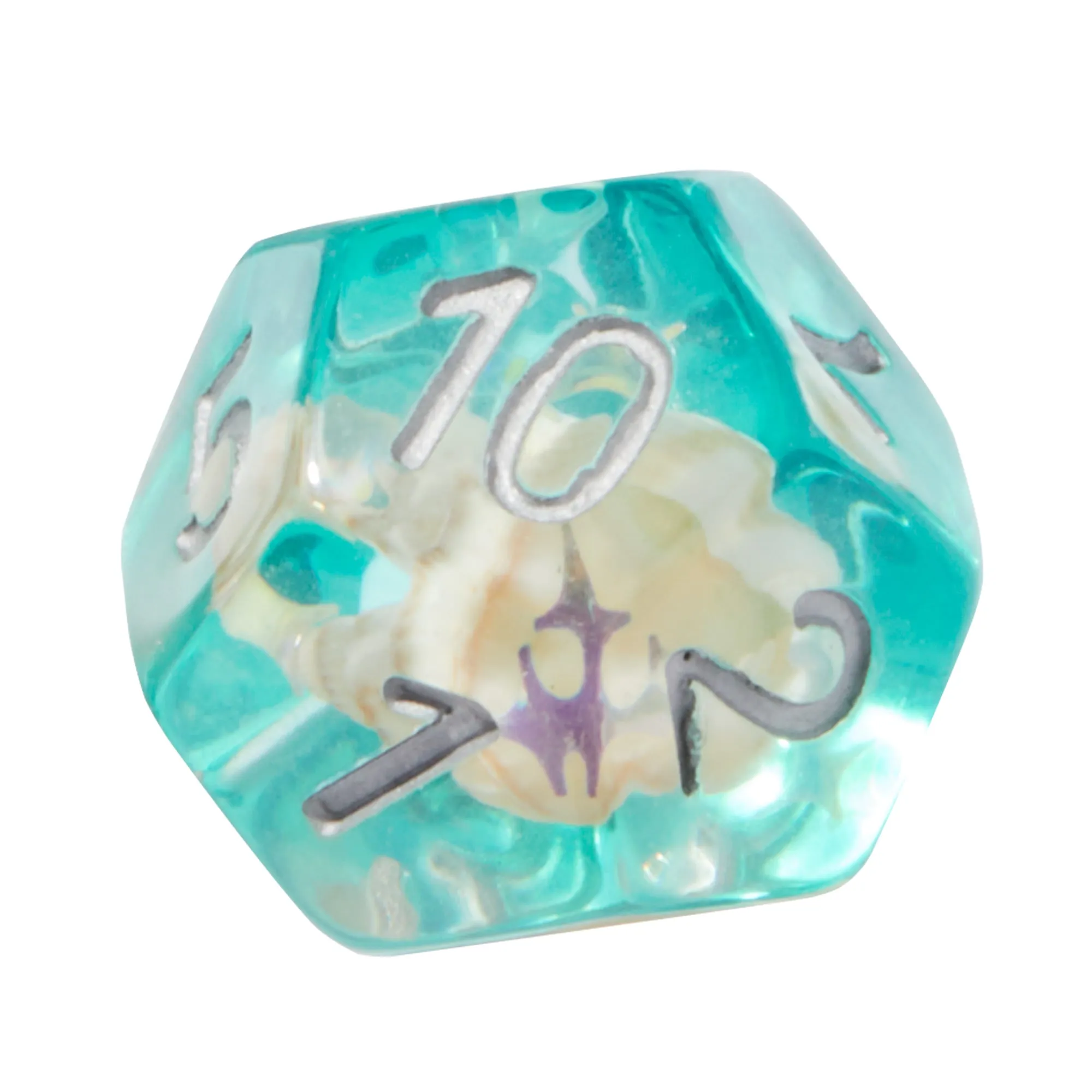 Teal Conch Shell Resin 7pc Dice Set